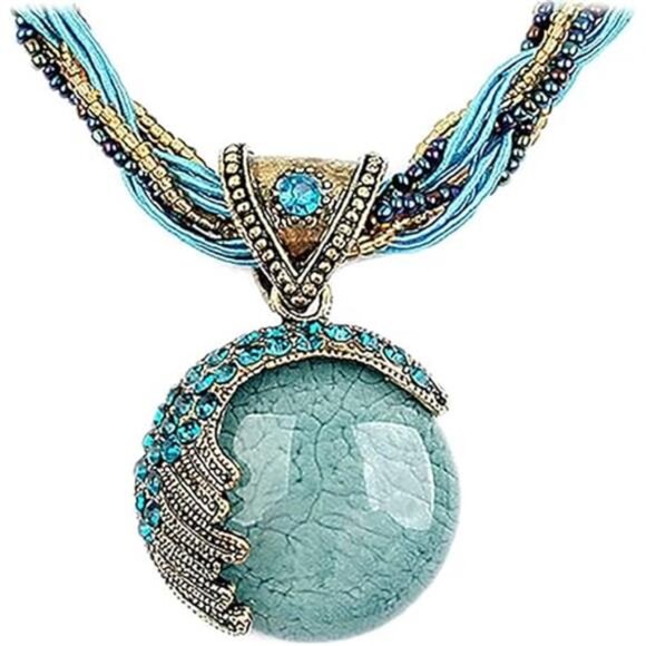 Women Lady Handmade Retro Vintage Bohemian Style Twist Woven RopeChain Turquoise - Picture 8 of 8